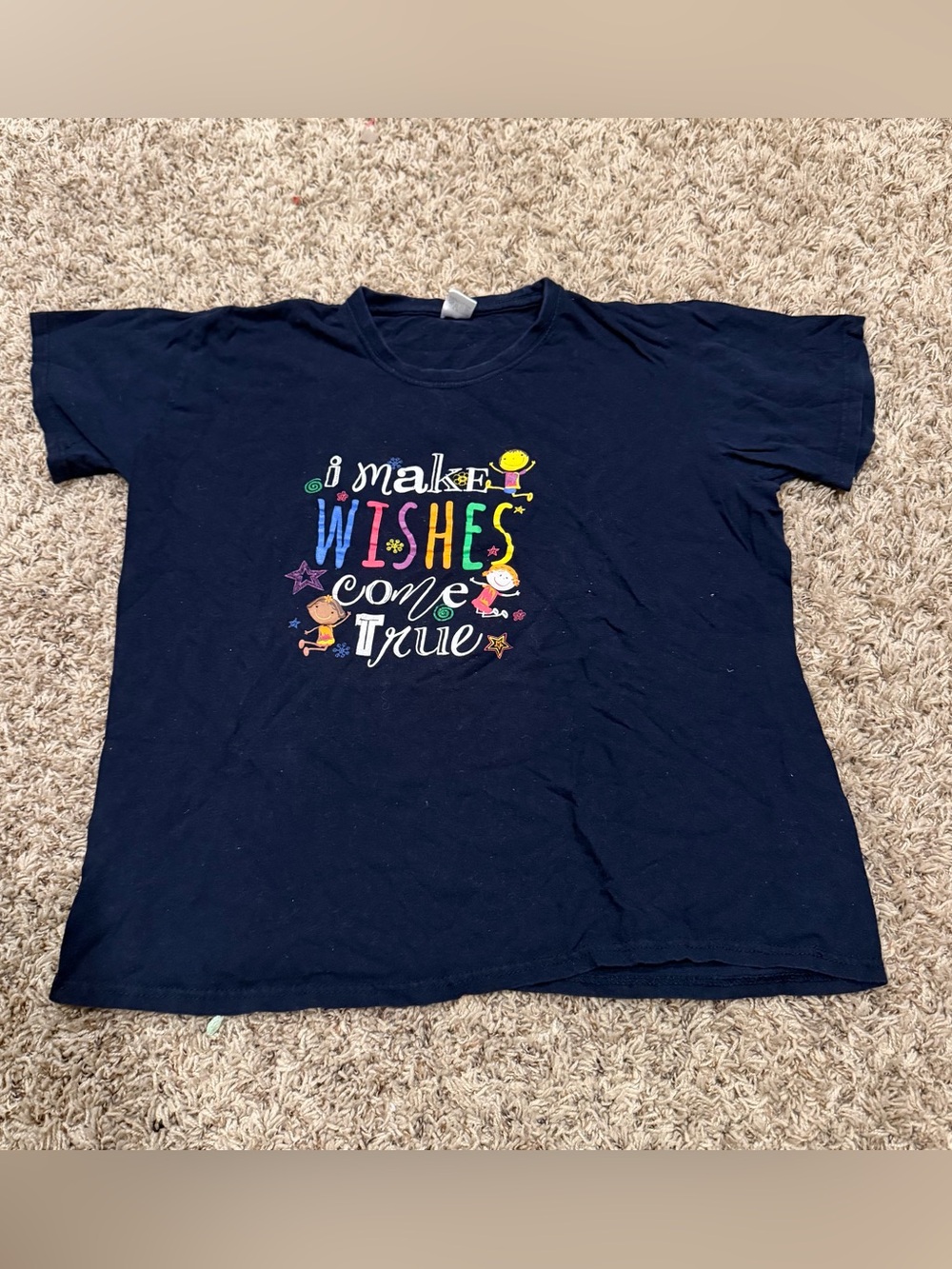 Navy “I make wishes come true” t shirt